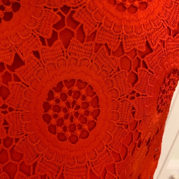 Reddish Orange Cotton lace tank top by Loft. - Picture 3 of 4